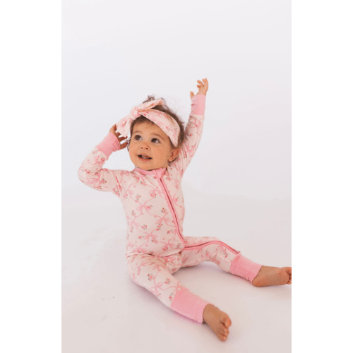 Rosie Bow Zipper Romper, 6-9M