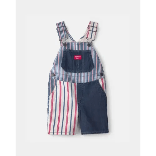 Toddler Patchwork Striped Shortall - Red/White/Blue - OshKosh B'gosh | Carter's