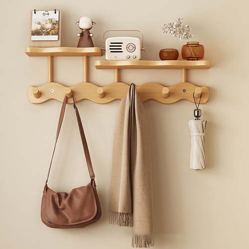 Floating Shelves with Hooks,Coat Rack Shelf Wall Mounted,Wood Coat Rack,for Bedroom, Living Room, Bathroom, Kitchen, Picture Ledge,with 8 Hooks