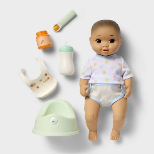 14" Drink and Wet Baby Doll - Black Hair + Brown Eyes - Gigglescape™: Includes Accessories & Potty Chair