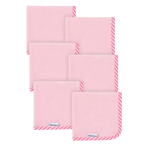 Gerber Baby Girl Pink Absorbent Knit Terry Washcloth, 6-Pack, One Size