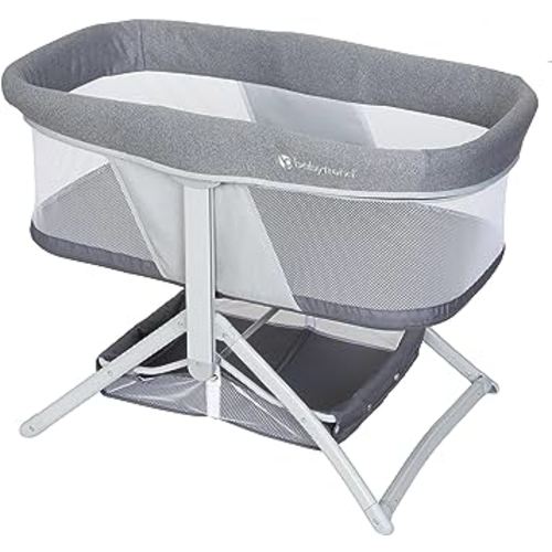 Baby Trend Quick-Fold 2-in-1 Rocking Bassinet, Shadow Stone Gray