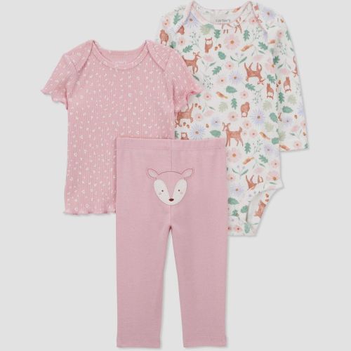 Carter's Just One You® Baby Girls' Woodland Deer Coordinate Set - Pink Newborn