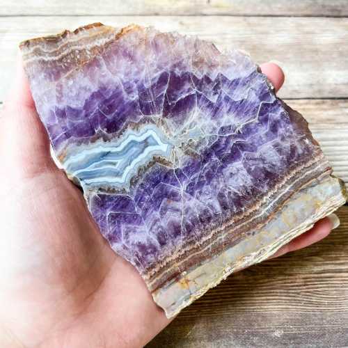 310g Amethyst & Agate Crystal Geode Polished Slab