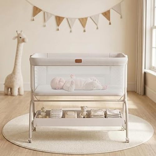 Baby Bassinet Bedside Sleeper, 3-in-1 Newborn Crib with Soft & Breathable Mattress, 6 Adjustable Heights & Anti-Reflux Incline, Breathable Mesh – ASTM & CPSC Certified
