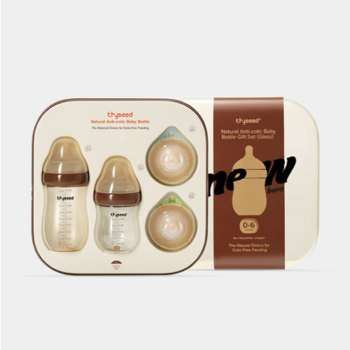 Thyseed Anti-Colic Glass Baby Bottle 0-6M Foundation Set