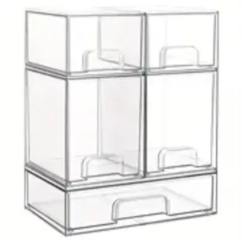 3 4 5 6 pack clear plastic organizer bins stackable storage - Temu