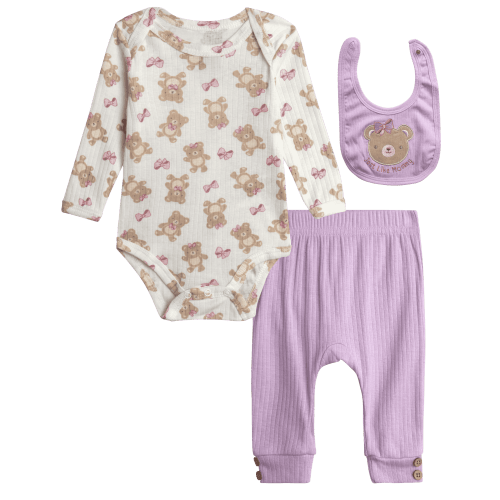 Millie & Myles Infant Pants Set - Baby Clothes for Boys and Girls with Bib and Long Sleeve Bodysuit