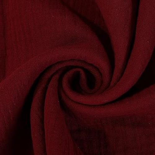 JLIKA 100% Cotton Double Gauze Muslin Fabric by The Yard, Crinkle Fabric, Swaddle Fabric, Cheesecloth Fabric, Choose from 40 Colors (Burgundy), 60 Inches