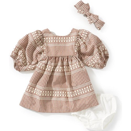 Bonnie Jean Baby Girls Cap-Sleeve Embroidered Gingham Woven Dress