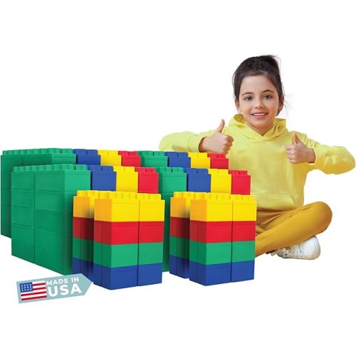 BiggoBlocks Big Blocks for Kids Ages 4-8, Indoor & Outdoor Blocks for Kids Jumbo Games, Large Building Blocks (24 PC) Beginner Set