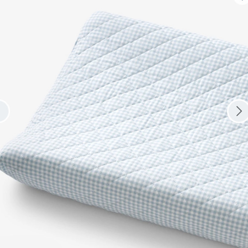 Ditsy Gingham Classic Cool Organic Cotton Percale Quilted Changing Pad Cover