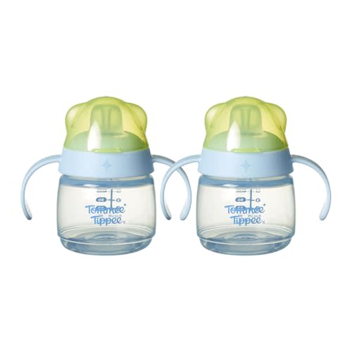 Tommee Tippee Transition Baby Sippy Cup, Spout, 4m+, Leak-Proof, 5oz | Pack of 2, Leak-Proof Silicone Spout, Easy-Grip Handles, Pink