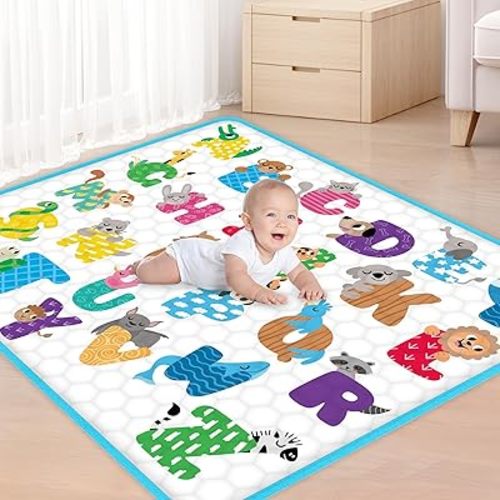 VZO Baby Play Mats for Floor, Baby Floor Play Mat, 71x59 Baby Play Mat, Thick Baby Play Mat, Playmat for Babies Infants Toddlers,Playmate for Baby Crawling Mat Foldable and Machine Washable