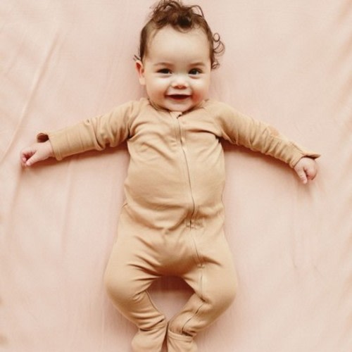 Goumi Grow With You Footie + Snug Fit - Sandstone 0-3m