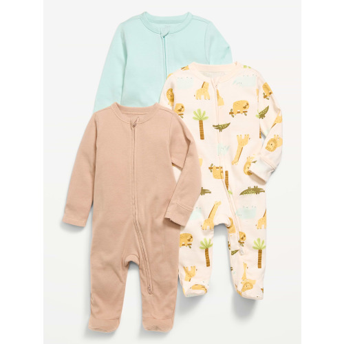 Ribbed 2-Way-Zip Sleep & Play Footed One-Piece 3-Pack for Baby