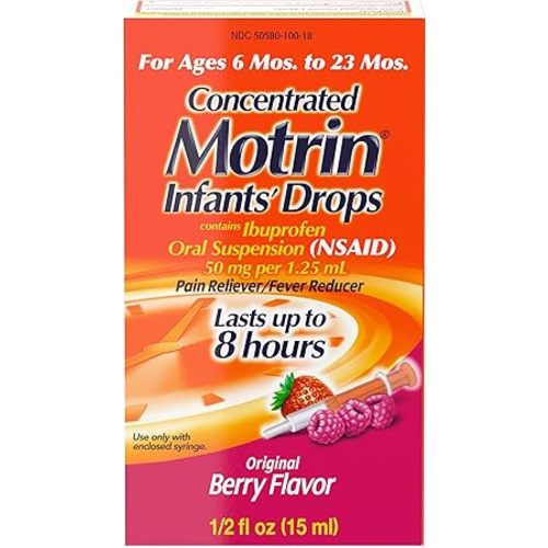 Infants' Motrin Concentrated Drops, Fever Reducer, Ibuprofen, Berry Flavored.5 Oz