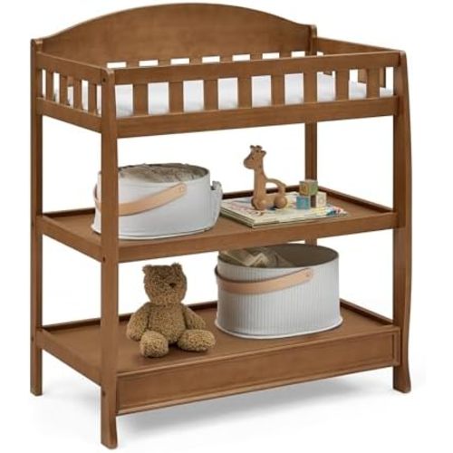 Delta Children Infant Changing Table with Pad, Chestnut
