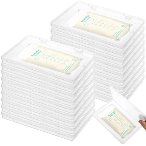18 Pcs Clear Flat Breast Milk Freezer Storage Organizer Space Saving Breastmilk Storage Breastmilk Freezer Tray Breastfeeding Bag Organization, 7.48 x 5.11 x 0.67 in
