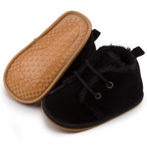 KIDSUN Newborn Infant Baby Boys Girls Fleece Booties Stay On Socks Soft Shoes Non Skid Winter Warm Christmas Slippers