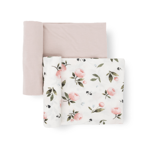 Stretch Knit Swaddle Blanket 2 Pack - Watercolor Rose