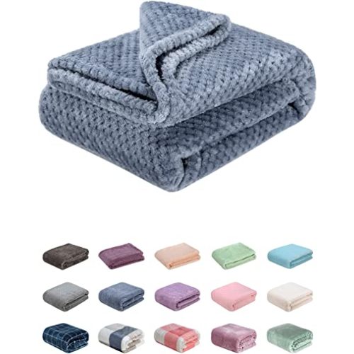 Fuzzy Throw Blanket, Plush Fleece Blankets for Adults, Toddler, Boys and Girls, Warm Soft Blankets and Throws for Bed, Couch, Sofa, Travel and Outdoor, Camping (40”×60”, Smoked Blue)