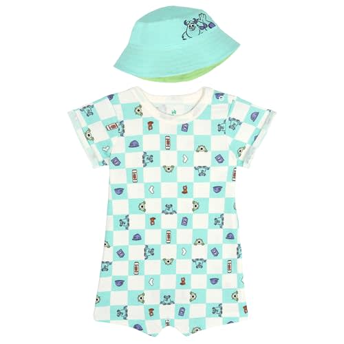Disney Baby Romper and Reversible Bucket Sun Hat Outfit Set Newborn to Infant Sizes (Newborn - 24 Months)
