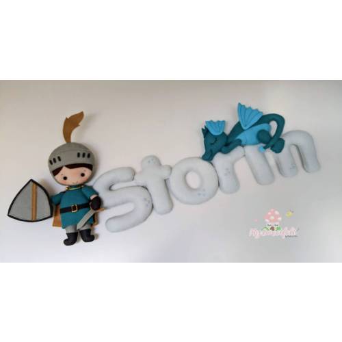 The knight and the sleeping dragon Sign (name banner) / Cute Knight Sign / Wall hanger / babyroom decor / Sleeping Dragon / Nursery decor