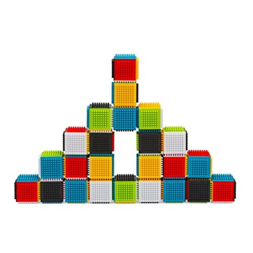 Infantino Press & Stay Sensory Blocks for Babies, 24-Piece Set, Multicolor - 24 Piece Press & Stay Block Set