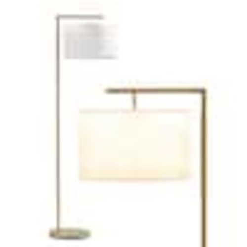 Brightech Montage Modern 60 in. Antique Brass Modern 1-Light LED Energy Efficient Floor Lamp with White Fabric Drum Shade FG-660L-EAE3