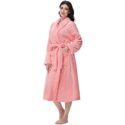 Yurhap Premium Robes for Women - Super Soft Cozy Fleece Womens Robe Plush Long Bathrobe