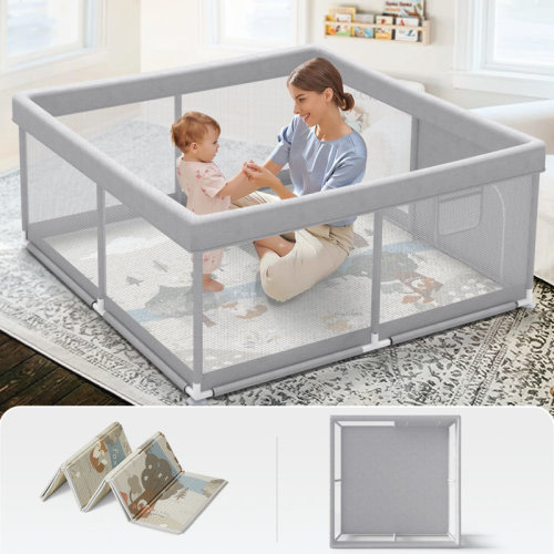 Pkinoicy 47x47inch Play Pen With Mat For Babies And Toddlers, Playpen With Mat, Baby Playpen With Mat, Mall Baby Playpen With Mat & Reviews | Wayfair