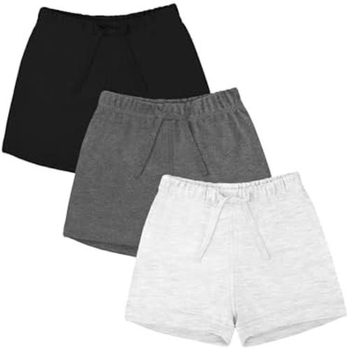 Ruisita 3 Pack Unisex Baby Toddler Cotton Shorts with Drawstring Baby Pull-on Solid Shorts Soft Clothes for Summer Daily