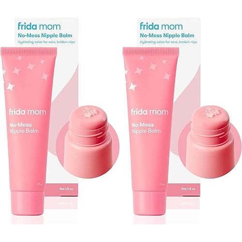 Frida Mom Nipple Cream, No-Mess Nipple Balm Moisturizer for Hydration, Gentle for Baby & Mom, 1.5fl oz (Pack of 2)