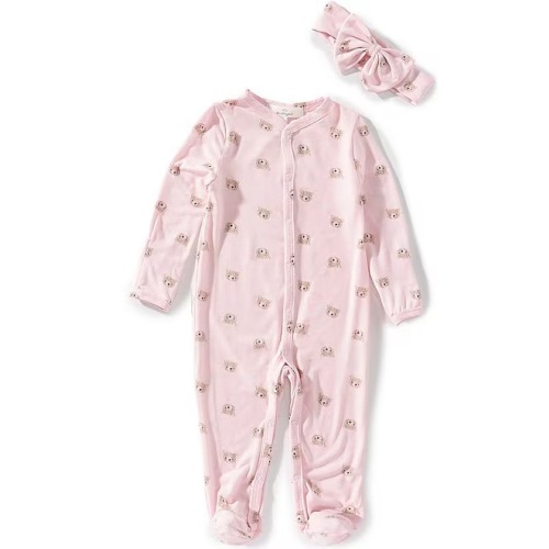 Starting Out Baby Girls Long Sleeve Footie Bear Coverall & Bow 2-Piece Set | Dillard's