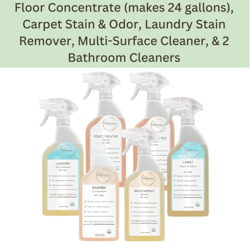 Naturally It's Clean Essentials Plus Kit – 6-Piece Set of Plant-Based Cleaners (24oz Each) for Home Cleaning
