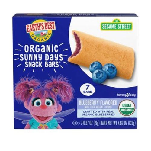 Earth's Best Organic Blueberry Toddler Snack Bars Sesame Street Sunny Days - 7ct