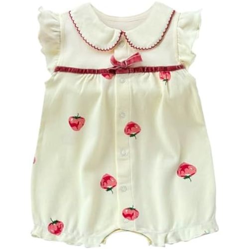 Baby Girl Romper Cute Cartoon Printed Short Sleeve One-Piece Romper Infant Summer Clothes 100% Cotton Jumpsuit