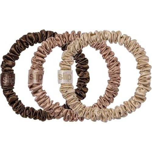 SLIP Silk Hair Ties, Basics Skinny Scrunchies, Set of 3 | Anti-Damage