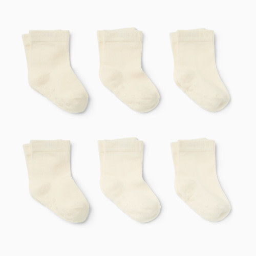 Small Story 6-Pack Crew Socks - White, 0-3 M