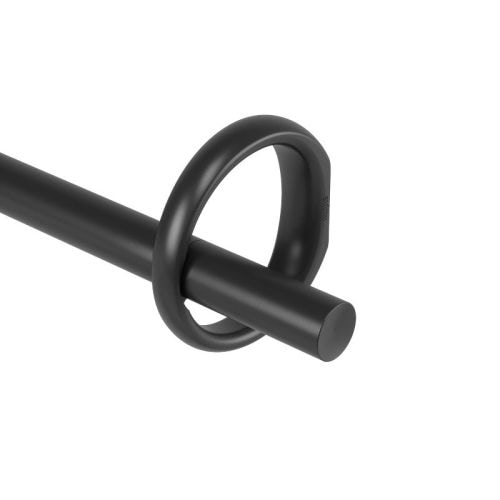 42"-120" Umbra Ringlet Curtain Rod Matte Black: Adjustable Steel Rod, Single Bracket, 22lb Capacity