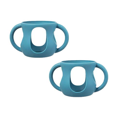 2 Pack Silicone Sleeves for Avent Natural Glass Baby Bottles, Silicone and Easy-Grip Handles for Drop Protection, Compatible (Blue)