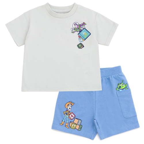 Disney Toy Story Woody Buzz Lightyear Alien T-Shirt and French Terry Shorts Outfit Set Newborn to Little Kid