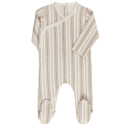 Baby Girl Footie - Ivory Pink - Linear Tulip