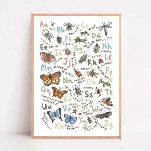 Insect Alphabet Print: Bug-Themed Nursery Wall Art