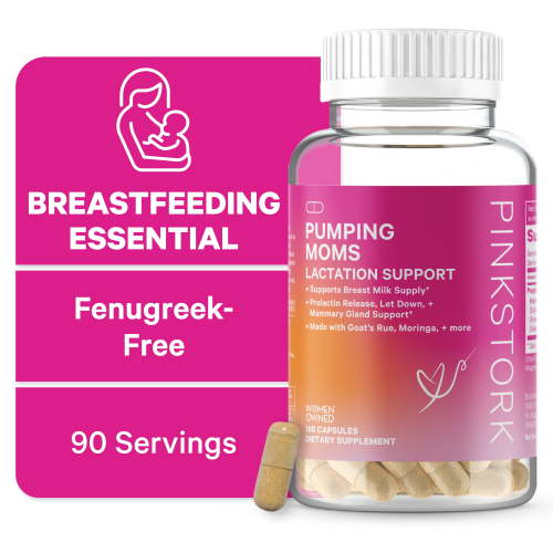 Pink Stork Pumping Moms Lactation Support with Goat's Rue and Moringa, 180 Capsules