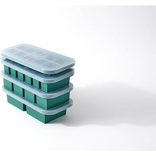 Souper Cubes Silicone Freezer Molds Gift Set with 2 Tbsp, 1/2, 1, and 2 Cup Silicone Freezer Trays With Lids - Meal Prep and Kitchen Essentials Bundle - Kale