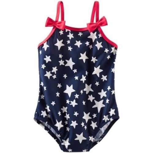 OshKosh B'Gosh Newborn Girls' One-Piece Swimsuit, Navy/Red-Stars, 3 Months