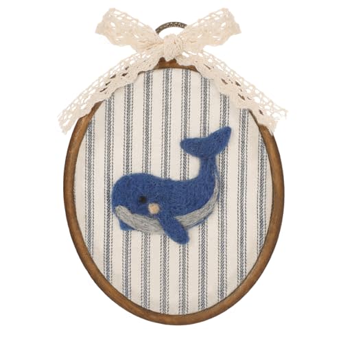 Blulu Whale Nursery Wall Art Vintage Ocean Framed Wall Decor Marine themed Rustic Whale Decoration Hanging Artwork for Bedroom Dorm Nursery Playroom