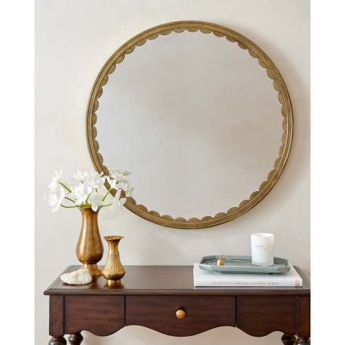 Julie Round Brass Scalloped Mirror – Magnolia